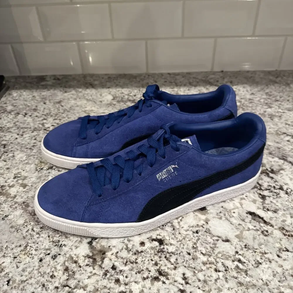 PUMA Suede Classic 363242-01 Blue/Black Suede Low Top Lace-Up Sneaker Mens Sz 11